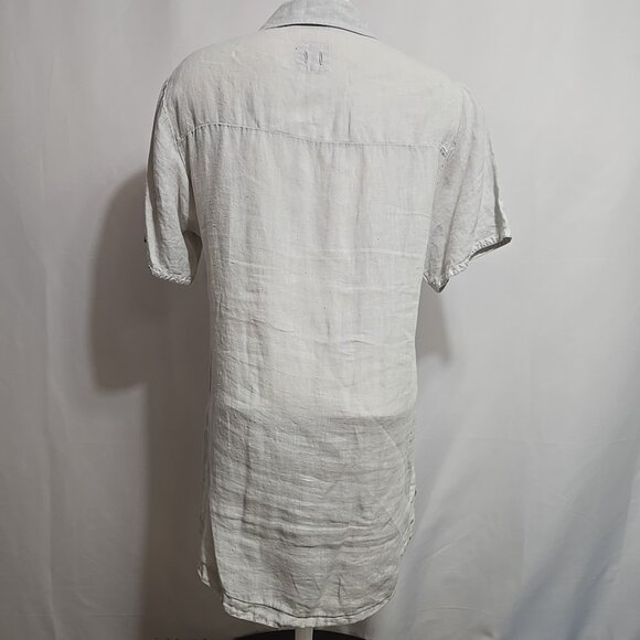 Hannes Roether Henly Shirt 100% Linen Women's Size Small Light Gray Collared - Picture 3 of 8